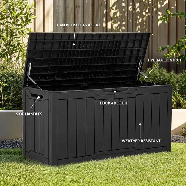 Alt view image 7 of 7 - YITAHOME 80-Gallon Waterproof Resin Outdoor Storage Box, Lockable Storage Container for Outdoor Furniture, Cushion Storage, Pool Accessories, Garden Tools and Sporting Gear, Black