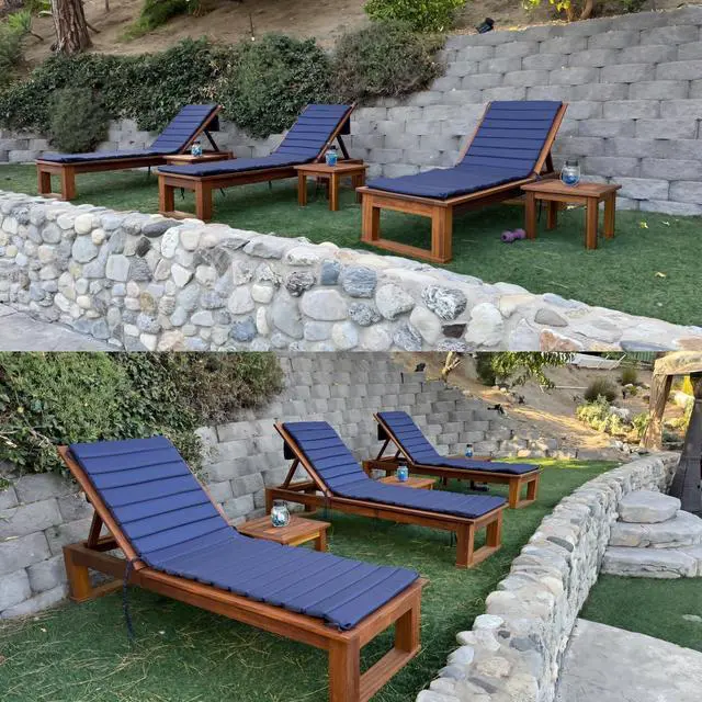Alt view image 3 of 7 - Crestlive Products Chaise Lounge Cushion Outdoor Set of 2, Foldable Waterproof Pool Lounge Chair Cushions with Straps, Lounger Cushions for Outdoor Furniture 71''Lx21''W (Navy)