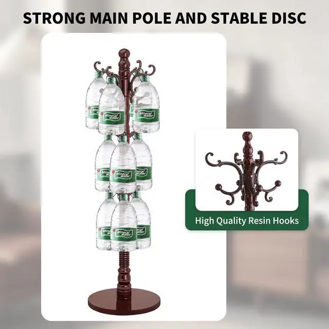 Alt view image 4 of 7 - OIRUMIE Wood Coat Rack Stand, Wooden Coat Rack Freestanding with Sturdy Round Base, Vintage Coat Racks with 14 Hooks, Natural Birch Wood Entryway Coat Tree Hanger Stand Easy to Assemble