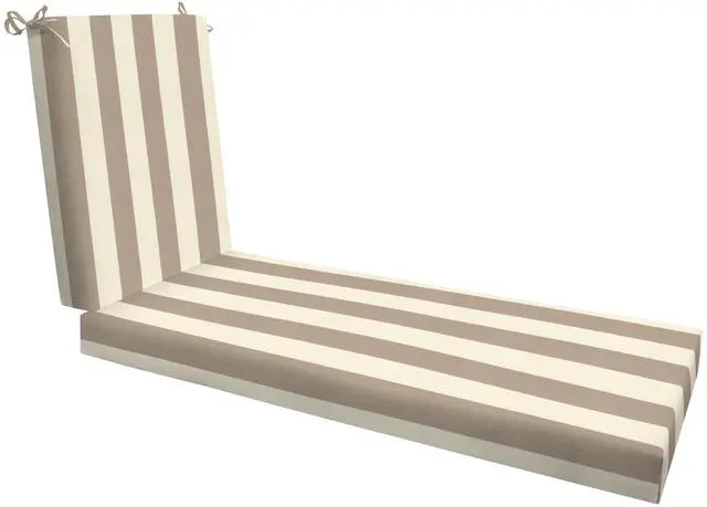 Main image of Honeycomb Outdoor Chaise Lounge Cushion for Patio Furniture, Water & Fade Resistant, Removable Cover, 21.5 x 70, Heritage Cabana Stripe Tan