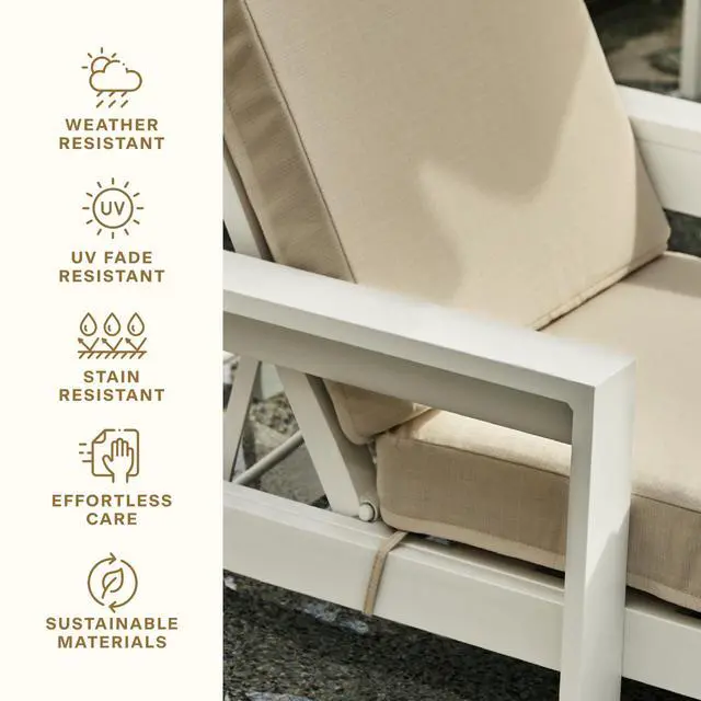 Alt view image 6 of 7 - Honeycomb Outdoor Chaise Lounge Cushion for Patio Furniture, Water & Fade Resistant, Removable Cover, 21.5 x 70, Heritage Cabana Stripe Tan
