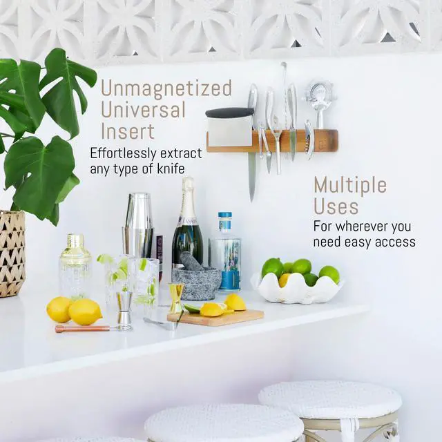 Alt view image 7 of 7 - Premium 24 inch Magnetic Knife Holder for Wall with 2x Storage & Charming Wood - Knife Magnetic Strip, Under Cabinet Magnet Knives Storage - Magnet Strip Rack Kitchen Utensil Holder Organizer Tool