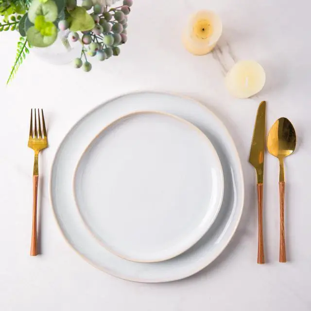 Alt view image 2 of 7 - AmorArc Ceramic Dinnerware Sets,Handmade Reactive Glaze Stoneware Plates and Bowls Sets,Highly Scratch Resistant | Dishwasher & Microwave Safe Dishes Set,Service for 4 (12pc)