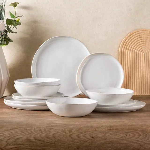 Main image of AmorArc Ceramic Dinnerware Sets,Handmade Reactive Glaze Stoneware Plates and Bowls Sets,Highly Scratch Resistant | Dishwasher & Microwave Safe Dishes Set,Service for 4 (12pc)