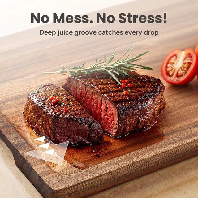 Alt view image 3 of 7 - SMIRLY Walnut Cutting Board for Kitchen - Wood Cutting Boards with Handle and Juice Groove for Meal Prep, Serving, Charcuterie - Kitchen Gadgets - Non Toxic Wooden Chopping Board Set of 3 with Holder