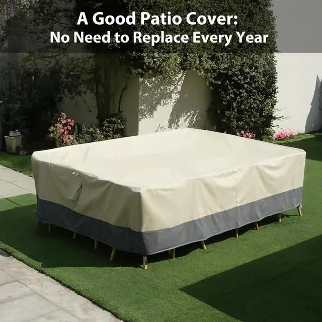 Alt view image 7 of 7 - Patio Furniture Covers Waterproof Heavy Duty, 110"x84"x28" Large Outdoor Dining Table and Chair Covers, Anti-UV, General Purpose Outside Sectional Sofa Set Covers