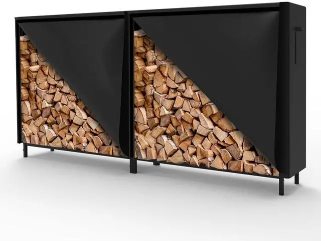 Main image of WALMANN 8ft Firewood Rack with Cover, Heavy Duty Firewood Rack With Weather Resistant 600D Oxford Fabric Cover, Indoor/Outdoor Wood Rack for Firewood