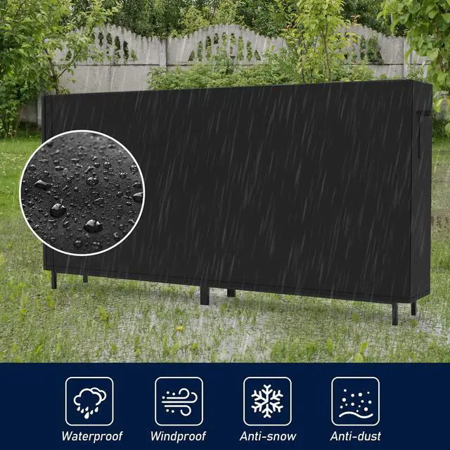 Alt view image 5 of 7 - WALMANN 8ft Firewood Rack with Cover, Heavy Duty Firewood Rack With Weather Resistant 600D Oxford Fabric Cover, Indoor/Outdoor Wood Rack for Firewood