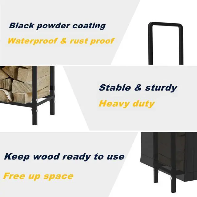 Alt view image 6 of 7 - WALMANN 8ft Firewood Rack with Cover, Heavy Duty Firewood Rack With Weather Resistant 600D Oxford Fabric Cover, Indoor/Outdoor Wood Rack for Firewood