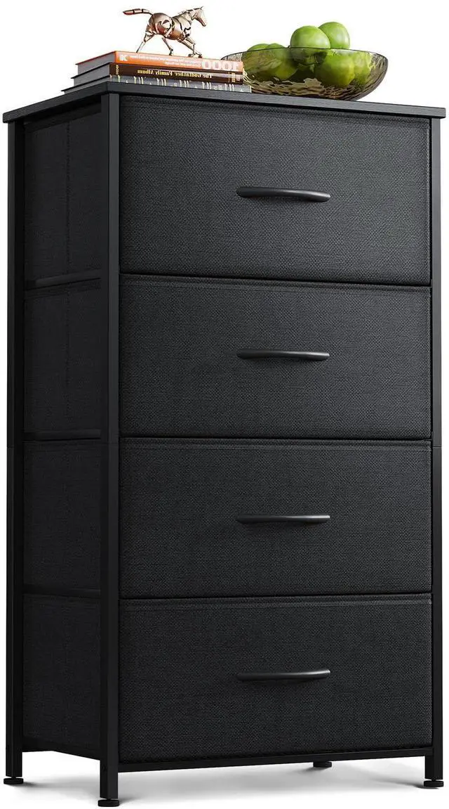Main image of AODK Dresser for Bedroom with 4 Storage Drawers, Small Dressers Chest of Drawers Fabric Dresser with Sturdy Steel Frame, Black
