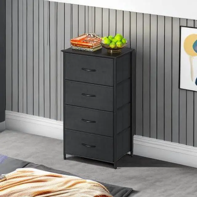Alt view image 5 of 7 - AODK Dresser for Bedroom with 4 Storage Drawers, Small Dressers Chest of Drawers Fabric Dresser with Sturdy Steel Frame, Black