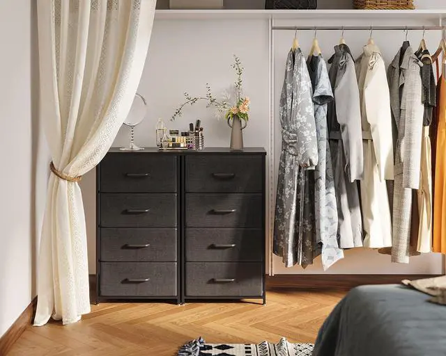 Alt view image 6 of 7 - AODK Dresser for Bedroom with 4 Storage Drawers, Small Dressers Chest of Drawers Fabric Dresser with Sturdy Steel Frame, Black