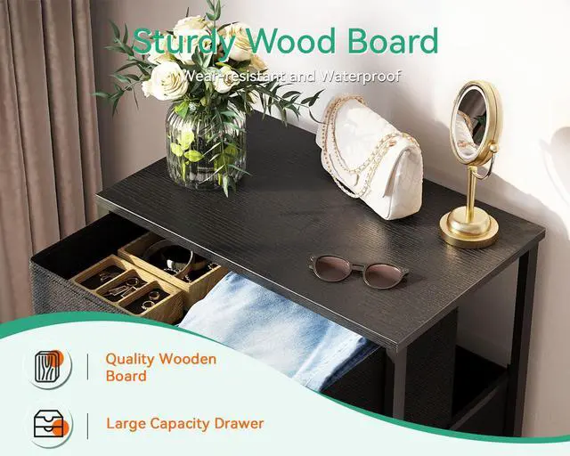 Alt view image 7 of 7 - AODK Dresser for Bedroom with 4 Storage Drawers, Small Dressers Chest of Drawers Fabric Dresser with Sturdy Steel Frame, Black