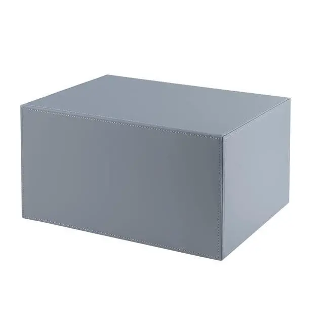 Alt view image 3 of 7 - Leather Desk Organizer with 3 Drawers/Tray, Executive Office Supplies Desktop Filing A4 File Cabinet/Holder, Stackable Storage Box Grey (Gray)