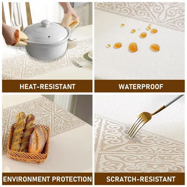 Alt view image 3 of 6 - UWWGKK Linen Tablecloths for Rectangle Tables,Fabric Tablecloth Advanced Waterproofing Technology for Dinningroom,Farmhouse
