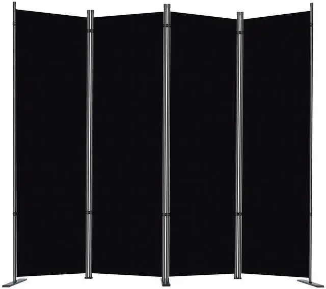 Main image of RANTILA 4 Panel Room Divider, 6 FT Folding Privacy Screen with Wide Feet, Freestanding Partition for Room Separation, Portable Room Divider Panel, 89" W x 71" H, Black