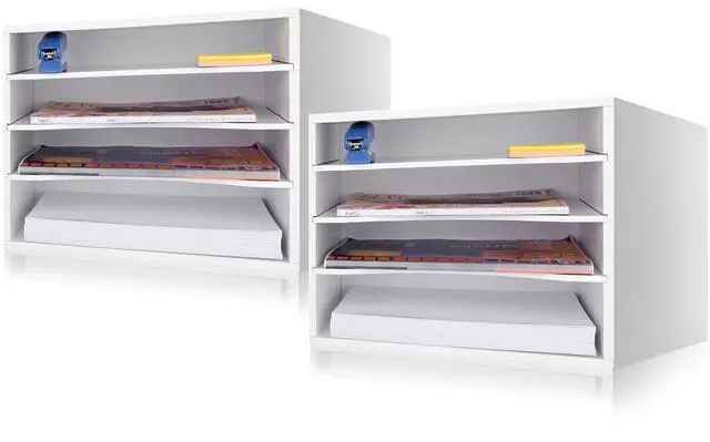 Main image of EMERIT Paper Organzier Wood Desktop Organizer Storage Letter Tray File Sorter with Adjustable Shelves for Home Office