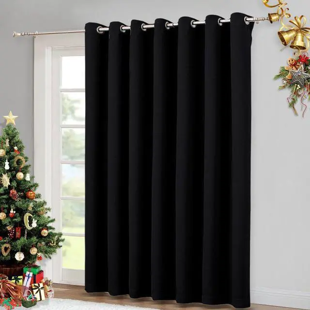 Alt view image 6 of 6 - NICETOWN Room Separating Divider, Room Divider Curtain Screen Partition, Function Thermal Blackout Patio Door Panel, Sliding Door Insulated Curtain for Patio, Black, 12.5ft Wide x 8ft Long