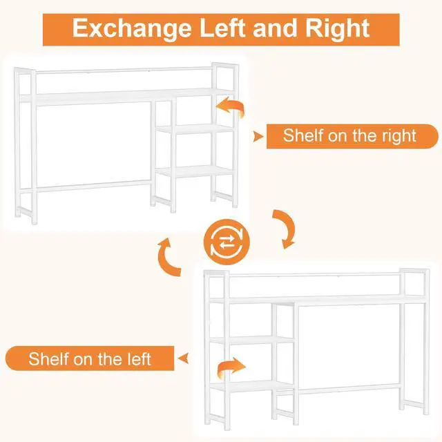 Alt view image 7 of 7 - Snughome Desk Shelf, 44.9" Large Desktop Organizer Shelf, Desk Hutch for Monitor, 4 Tier Display Rack, Wooden Desktop Bookshelf Storage Rack for Home Office Dorm