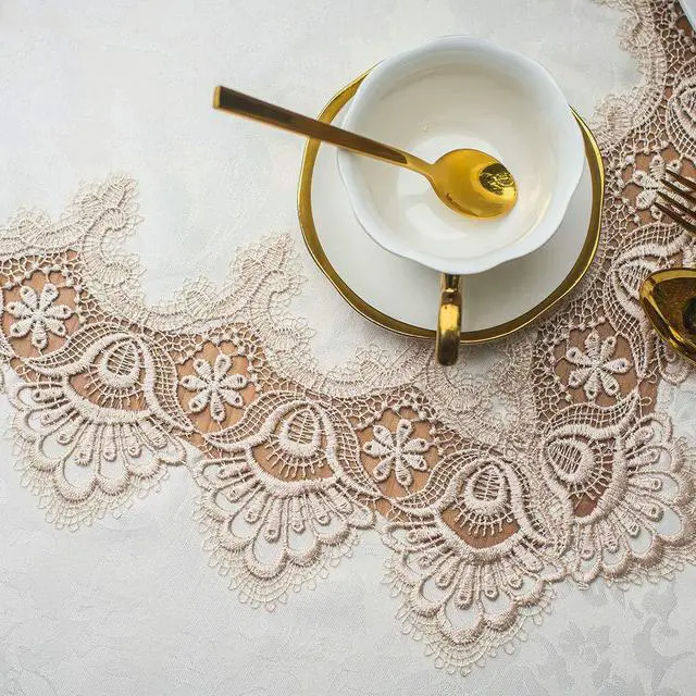 Alt view image 3 of 7 - ARTABLE Lace Table Cloth Rectangle Bohemian Style Decor Macrame Tablecloth for Outdoor Farmhouse Rustic Shabby Chic Lace Table Linen Kitchen Party Birthday Picnic (Light Brown, 60 x 120 Inch)
