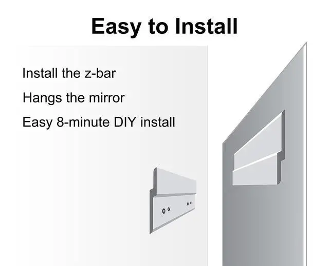 Alt view image 6 of 6 - Ruomeng Frameless Full Length Mirror for Wall, 48x12 Inch Bathroom Vanity Mirror Farmhouse, Large Rectangle Mirror with Beveled Edge, Tempered Glass, Hangs Horizontally or Vertically