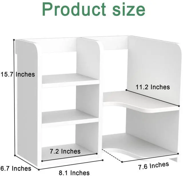 Alt view image 6 of 7 - KUHEITAER Desk Shelf,Small Bookshelf,Wooden Desk Hutch Desk Organizers,White Desktop Bookshelf and Accessories Storage Display Rack in Home Office Dorm,Freestanding Desk Shelf