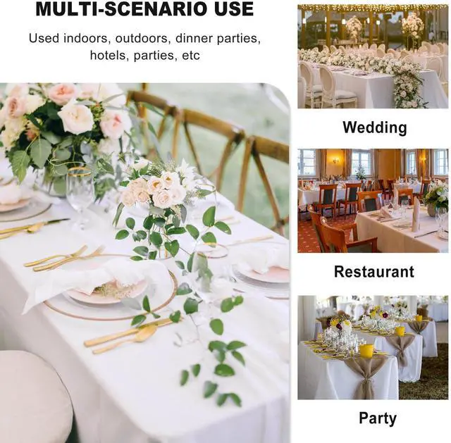 Alt view image 4 of 7 - sancua 6 Pack White Tablecloth 90 x 156 Inch - Rectangle Table Cloth for 8 Feet Tables Stain and Wrinkle Resistant Washable Polyester Table Cover for Dining Wedding Banquet Party Buffet Restaurant