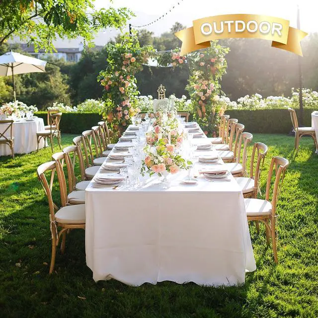 Alt view image 3 of 7 - sancua 6 Pack White Tablecloth 90 x 156 Inch - Rectangle Table Cloth for 8 Feet Tables Stain and Wrinkle Resistant Washable Polyester Table Cover for Dining Wedding Banquet Party Buffet Restaurant
