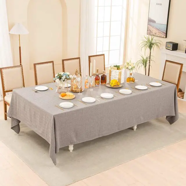 Alt view image 5 of 7 - BALCONY & FALCON Rectangle Tablecloth Washable Wrinkle Resistant and Water Proof Table Cloth Decorative Linen Fabric Tablecloths for Dining Parties Kitchen Wedding and Outdoor Use (Gray, 90x156)