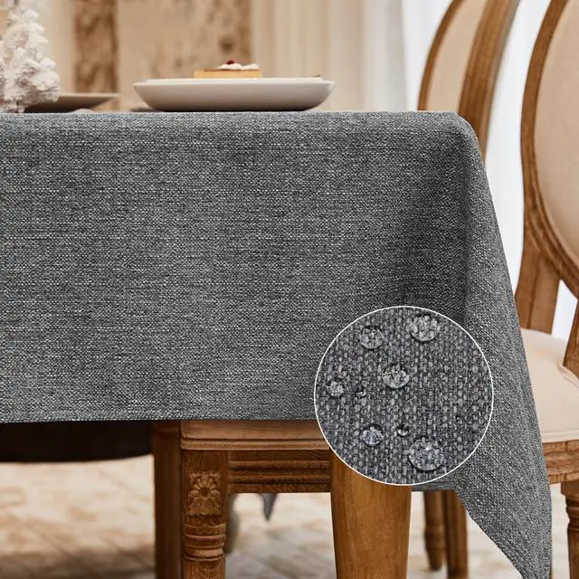 Main image of BALCONY & FALCON Rectangle Tablecloth Washable Wrinkle Resistant and Water Proof Table Cloth Decorative Linen Fabric Tablecloths for Dining Parties Kitchen Wedding and Outdoor Use (Gray, 90x156)