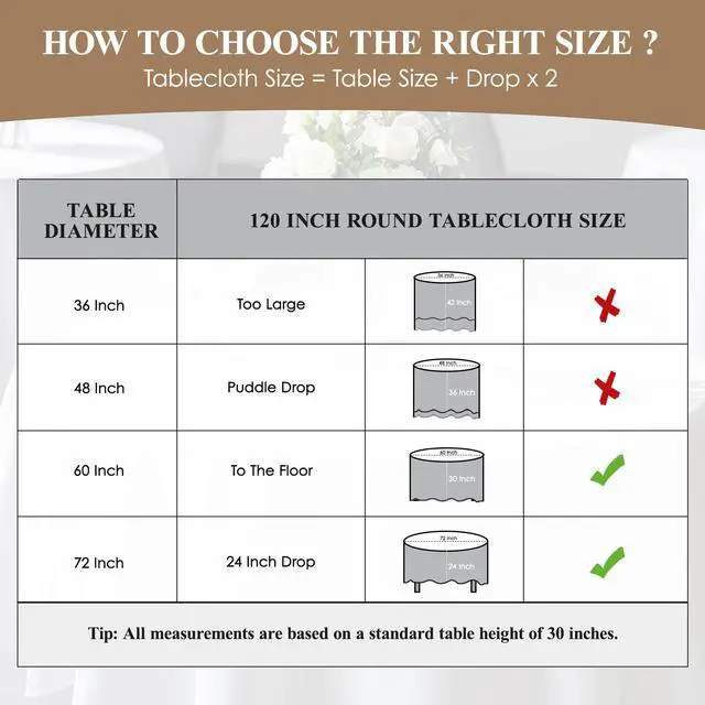 Alt view image 2 of 7 - Aocoz Round Tablecloth 120 Inch 6 Pack White Tablecloths Washable Decorative Linen Polyester Table Clothes Cover for Dining Table Banquets Buffet Parties and Wedding
