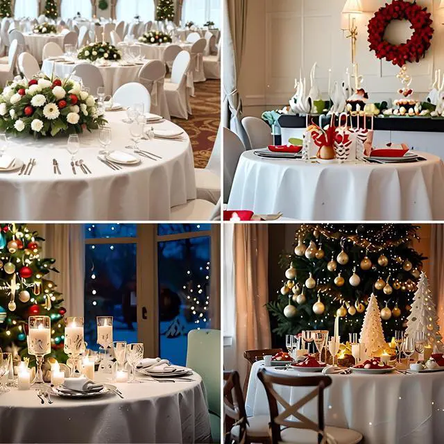 Alt view image 3 of 7 - Aocoz Round Tablecloth 120 Inch 6 Pack White Tablecloths Washable Decorative Linen Polyester Table Clothes Cover for Dining Table Banquets Buffet Parties and Wedding