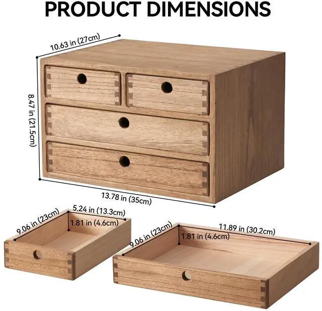 Alt view image 6 of 7 - KIRIGEN Wood Desktop Storage Cabinet with 4 Drawers, 3-Tier Desk Organizer for Letter-Size Paper, Mail, Home Office Supplies, Makeup, Crafts, Desk or Countertop, Fully Assembled, Brown WJG34-DBR