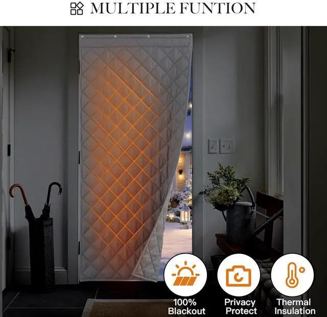 Alt view image 7 of 7 - RYB HOME Large Summer Heat Blocking Thick Quilted Insulated Curtains, Thermal Insulated Curtains Room Divider for Energy Saving Window Treatment for Bedroom Living Room, W48 x L96, Grey, 1 Panel
