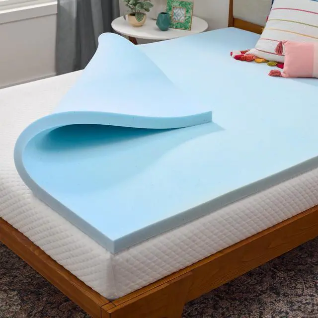 Main image of Linenspa Memory Foam Mattress Topper, Queen Size - 2 Inch Gel Infused Memory Foam - Plush Feel - Cooling and Pressure Relieving - CertiPUR Certified