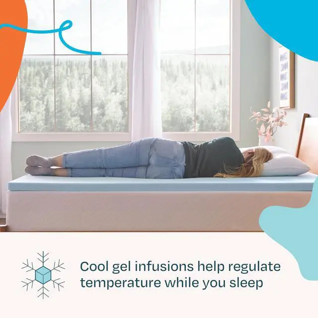 Alt view image 2 of 7 - Linenspa Memory Foam Mattress Topper, Queen Size - 2 Inch Gel Infused Memory Foam - Plush Feel - Cooling and Pressure Relieving - CertiPUR Certified