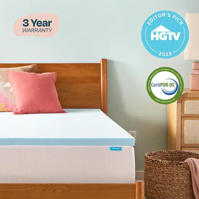 Alt view image 5 of 7 - Linenspa Memory Foam Mattress Topper, Queen Size - 2 Inch Gel Infused Memory Foam - Plush Feel - Cooling and Pressure Relieving - CertiPUR Certified