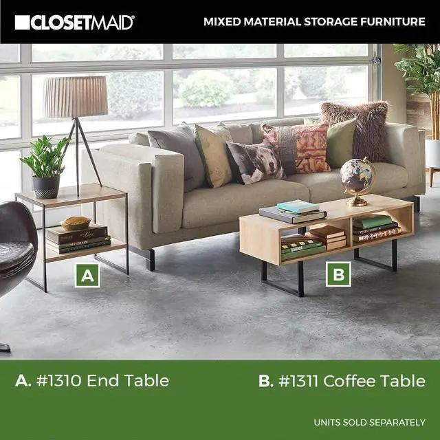 Alt view image 4 of 6 - ClosetMaid 1311 Rectangular Wood Coffee Table with Storage Shelves, Natural