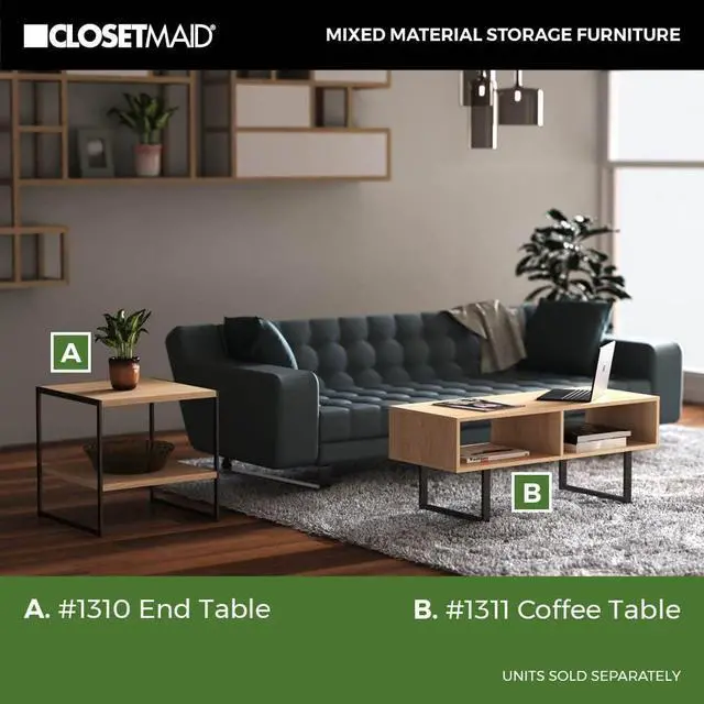 Alt view image 6 of 6 - ClosetMaid 1311 Rectangular Wood Coffee Table with Storage Shelves, Natural