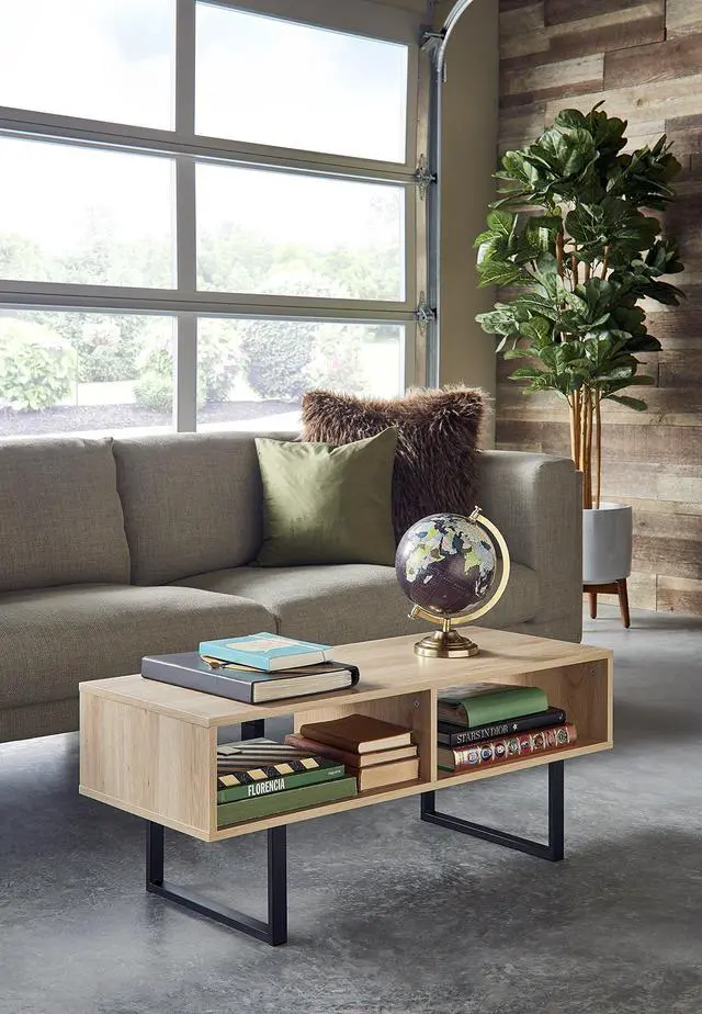 Alt view image 3 of 6 - ClosetMaid 1311 Rectangular Wood Coffee Table with Storage Shelves, Natural