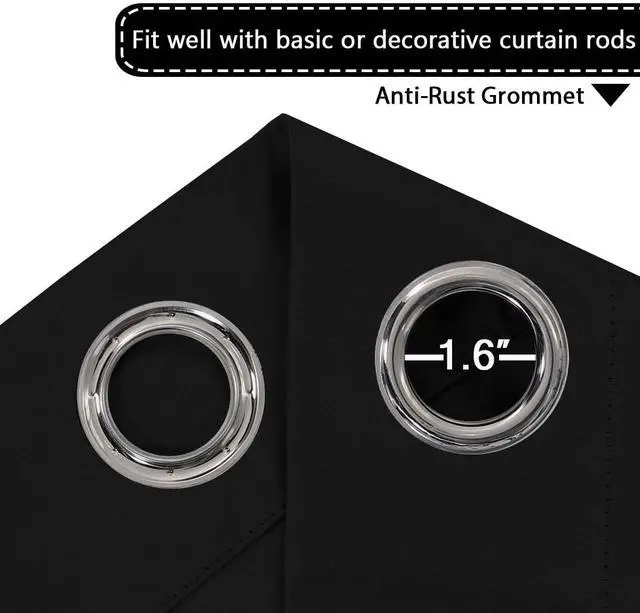 Alt view image 3 of 7 - H.VERSAILTEX 100% Blackout Curtains for Sliding Glass Door Room Divider Curtains Noise Reduce Curtain Panel Portable Window Screen Sliding Partition, W180 x L96 inches/8' Tall by 15' Wide, Black