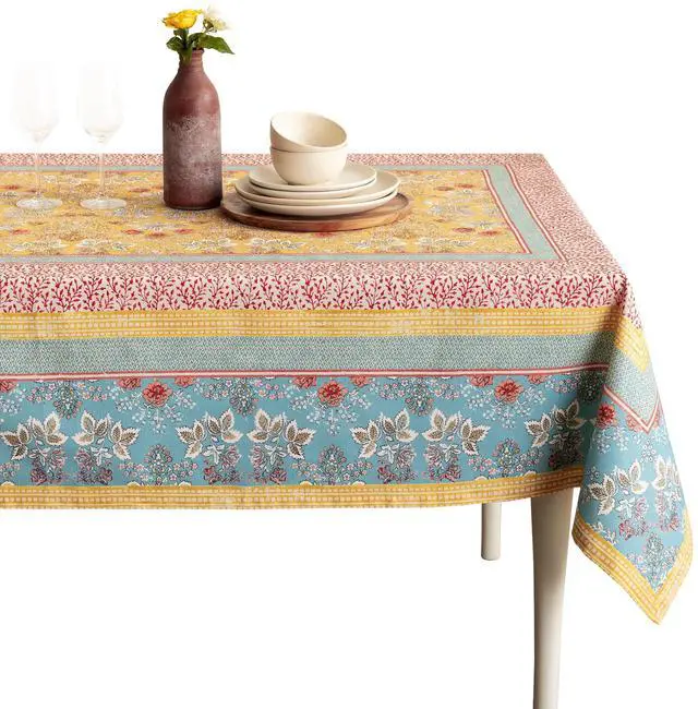 Main image of Maison d' Hermine Table Cloth Rectangle Table 100% Cotton 60 x 90 Inches Tablecloth Reusable Decorative for Dining Kitchen Room Farmhouse Party Home Hotel Restaurant Spring Summer - Marquise