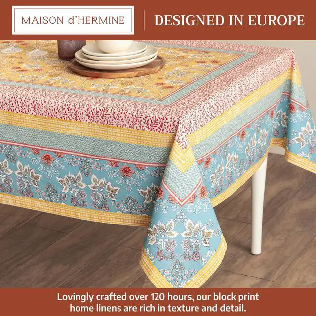 Alt view image 2 of 7 - Maison d' Hermine Table Cloth Rectangle Table 100% Cotton 60 x 90 Inches Tablecloth Reusable Decorative for Dining Kitchen Room Farmhouse Party Home Hotel Restaurant Spring Summer - Marquise