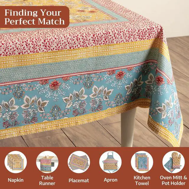Alt view image 4 of 7 - Maison d' Hermine Table Cloth Rectangle Table 100% Cotton 60 x 90 Inches Tablecloth Reusable Decorative for Dining Kitchen Room Farmhouse Party Home Hotel Restaurant Spring Summer - Marquise