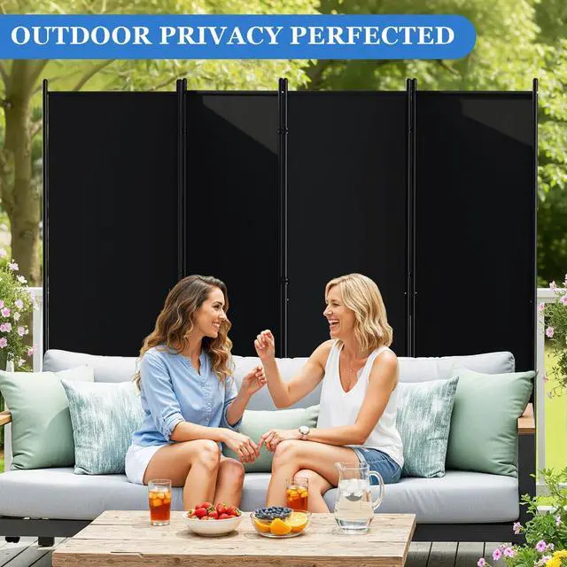 Alt view image 6 of 7 - SUNALLY Room Divider 6FT Folding Privacy Screens with Lockable Wheels, 4 Panel Room Partition for Room Separator, 88" W Freestanding Portable Fabric Wall Dividers for Home Dorm Studio Office, Black