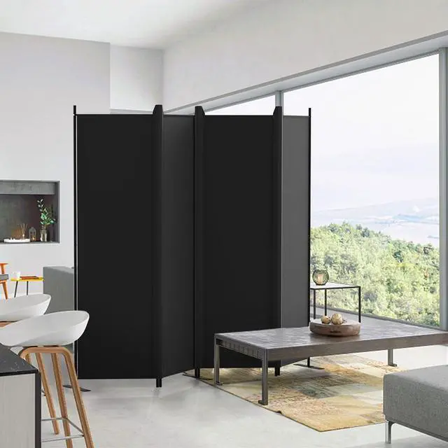 Alt view image 7 of 7 - Kokorona 4 Panel Room Divider, 6FT Tall Folding Privacy Screen Wall Dividers, Portable Privacy Screen Freestanding Room Divider for Room Separation, Included - Cover Strips, Black, 88''W x 71''H