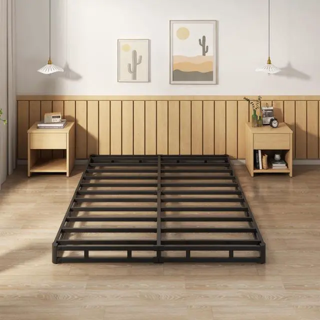 Alt view image 5 of 7 - EMODA 5 Inch Box Spring Queen Size Bed Base, Heavy Duty Metal Queen Mattress Foundation with Fabric Cover, Easy Assembly, Black