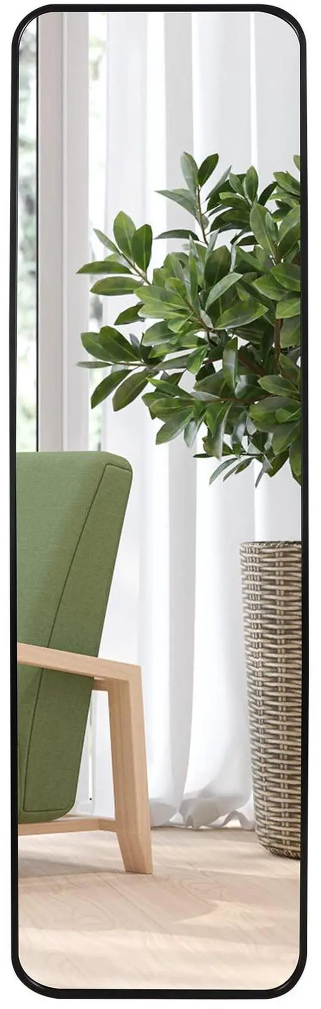 Main image of Giftgarden 47x14 Black Full Length Mirror Aluminum Alloy Framed, Sleek Long Full-Body Metal Tall Mirror Wall Mounted or Hang Over The Door for Bedroom Bathroom Closet