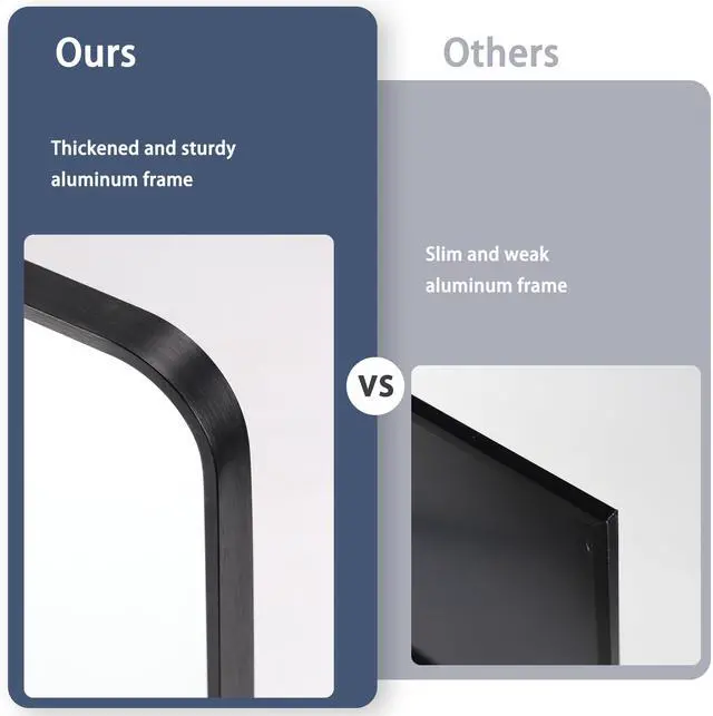 Alt view image 3 of 7 - Giftgarden 47x14 Black Full Length Mirror Aluminum Alloy Framed, Sleek Long Full-Body Metal Tall Mirror Wall Mounted or Hang Over The Door for Bedroom Bathroom Closet