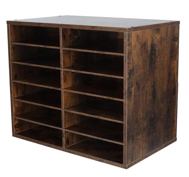 Alt view image 2 of 7 - EasyPAG 12 Compartments Wooden Literature Organizer with Adjustable Shelves, 6000 Sheets Capacity Paper Organizer, Classroom Mailbox and Mail Sorter for Teachers and Office, Archaize